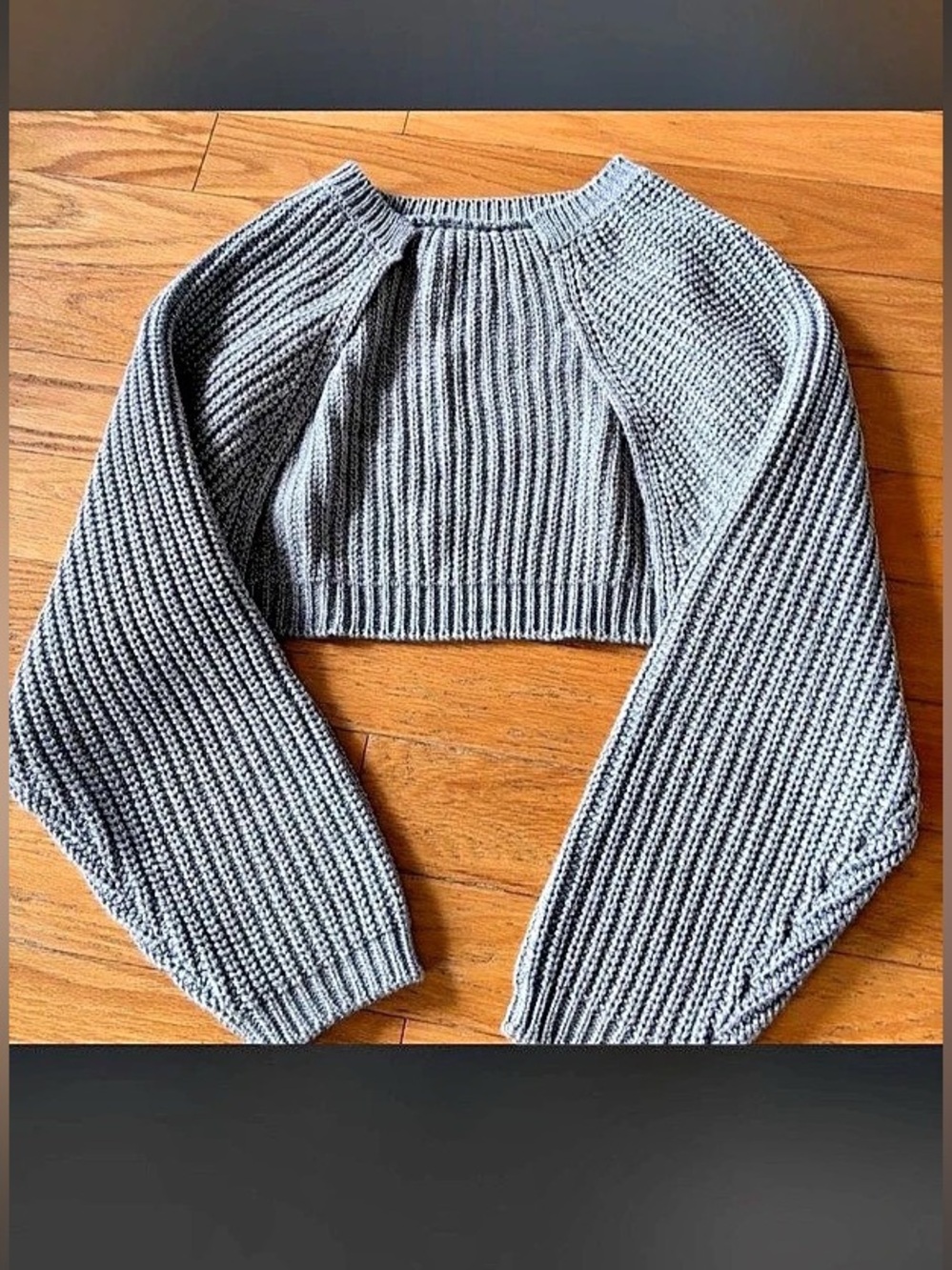 LEWKIN Knit Bolero Shrug C2001 Ribbed Cropped Gray Sweater